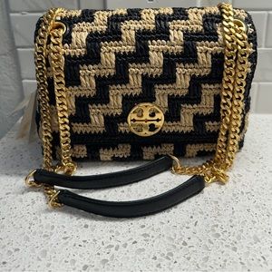 Tory Burch Black and Tan Shoulder Bag